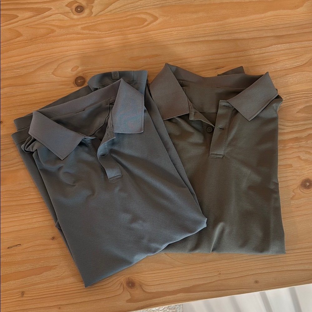 Set of Two Lululemon Pique Polo Shirts in Blue and Green
